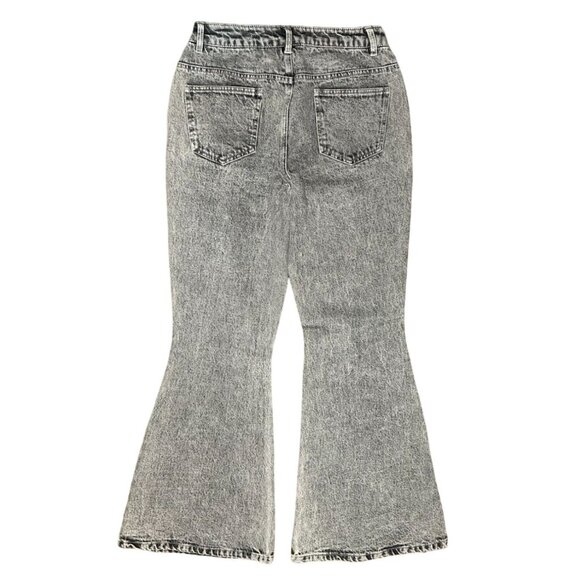 Venus Vintage Inspired Stonewashed Bell Bottom Jeans in Gray Size 2 - Picture 2 of 3